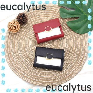 Eucalytus1 กระเป๋าสตางค์หนัง ใบสั้น ใส่เหรียญได้หลายช่อง อเนกประสงค์ ความจุขนาดใหญ่ สําหรับผู้หญิง