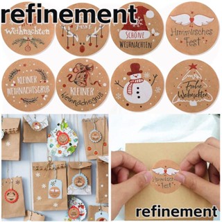 Refinement สติกเกอร์ ลายสโนว์แมน คริสต์มาส 500 ชิ้น สติกเกอร์ฉลากกระดาษคราฟท์ ลายคละแบบ ขนาด 4 ซม. สําหรับตกแต่งปาร์ตี้คริสต์มาส