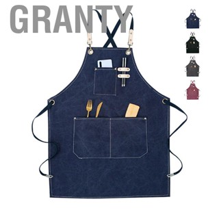 Granty Apron Pocket Detachable Straps  Cotton Canvas Comfortable Pinafore for Restaurant