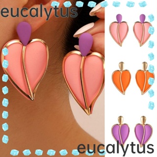 Eucalytus1 ต่างหูทองแดง รูปหยดน้ํา หัวใจ สองชั้น ถอดออกได้ คุณภาพสูง สไตล์วินเทจ สําหรับผู้หญิง