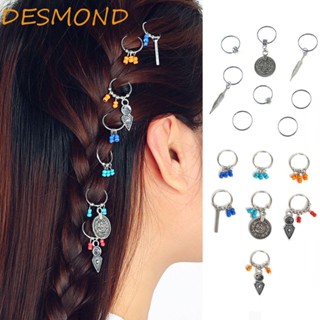 Desmond 5~8 ชิ้น / เซต แหวนผม, ลูกปัดเดรดล็อกถักเปีย สีเงิน สีสันสดใส, แฟชั่น จี้นกยูง โลหะผสม ผม ข้อมือ แอฟริกัน