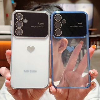 เคสโทรศัพท์มือถือแบบนิ่ม ใส ลายหัวใจ หรูหรา สําหรับ Samsung Galaxy S23 S22 Ultra Plus S21 S20 FE Note 20