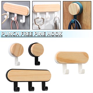 Wall Mounted Coat Rack Wooden Decorative Hooks Rail for Coat Bag Towel Key Hat