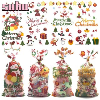 Suhuhd ถุงพลาสติกใส่ขนม คุกกี้ ลายคริสต์มาส 50 ชิ้น