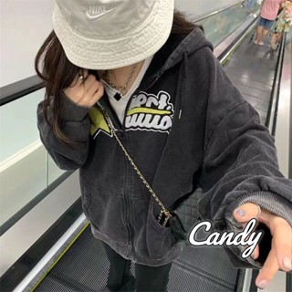 Candy Kids เสื้อผ้าผู้ญิง แขนยาว เสื้อฮู้ด คลุมหญิง สไตล์เกาหลี แฟชั่น A28J1C0 34Z230823