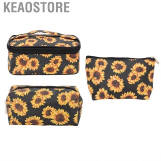 Keaostore 3pcs Sunflower Makeup Bags Travel Toiletry Bag Portable Gold Zipper Waterpro Chp