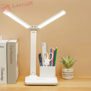 Harriett โคมไฟตั้งโต๊ะ LED ควบคุมแบบสัมผัส แบบพกพา พร้อมปฏิทิน นาฬิกาอ่านหนังสือข้างเตียง