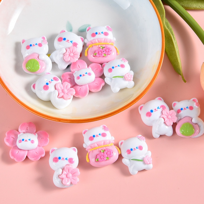 อุปกรณ์เครื่องประดับ ทําเอง หวานดอกซากุระแมวครีมกาวเคสโทรศัพท์วัสดุเรซินแพทช์รถ
