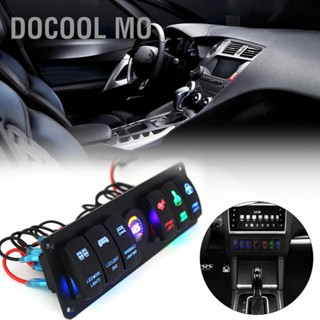 Docool Mo 6 Gang Toggle Rocker Switch Panel สีสัน LED โวลต์มิเตอร์สำหรับ RV รถ Marine เรือ