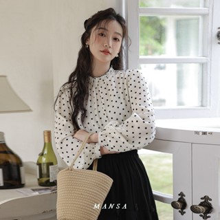 MANSA korean polka dot shirt เสื้อเกาหลี เสื้อลายจุด