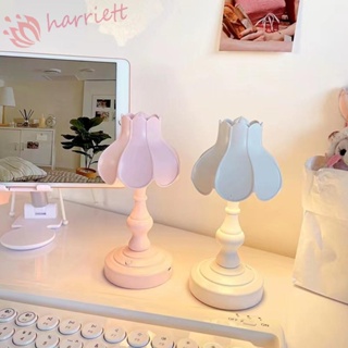 Harriett โคมไฟตั้งโต๊ะ LED ถนอมสายตา รูปใบบัว ชาร์จ USB สําหรับหอพัก ข้างเตียง ห้องนอน