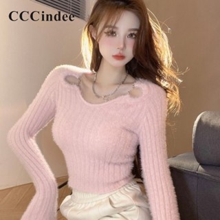 Cccindee ใหม่ เสื้อกันหนาวลําลอง แขนยาว คอกลม ทรงสลิมฟิต สีพื้น เข้ากับทุกการแต่งกาย แฟชั่นสําหรับสตรี 2023