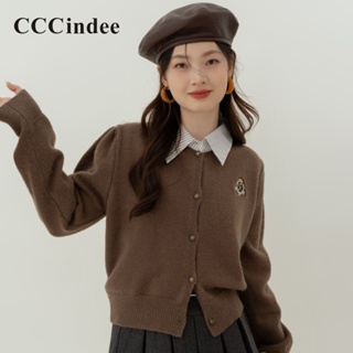 Cccindee เสื้อกันหนาว แขนยาว คอวี ทรงหลวม ลายทาง เข้ากับทุกการแต่งกาย แฟชั่นสําหรับผู้หญิง 2023