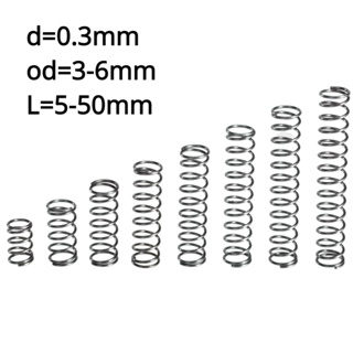 【KZS】สปริงบีบอัด Sus304 D0.3 มม. OD3 4 5 6 มม. ยาว 5-50 มม.