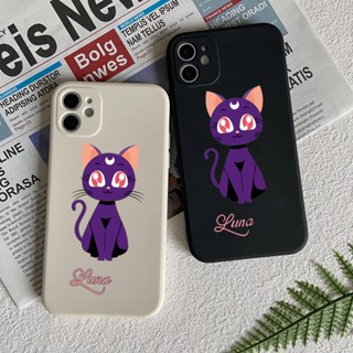 เคสโทรศัพท์มือถือแบบนิ่ม ใส กันรอยเลนส์กล้อง ลายการ์ตูนเซเลอร์มูน ลูน่า สําหรับ iPhone 15 14 13 Mini 12 11 Pro Max 7 8 Plus SE 2020 X XR Xs Max