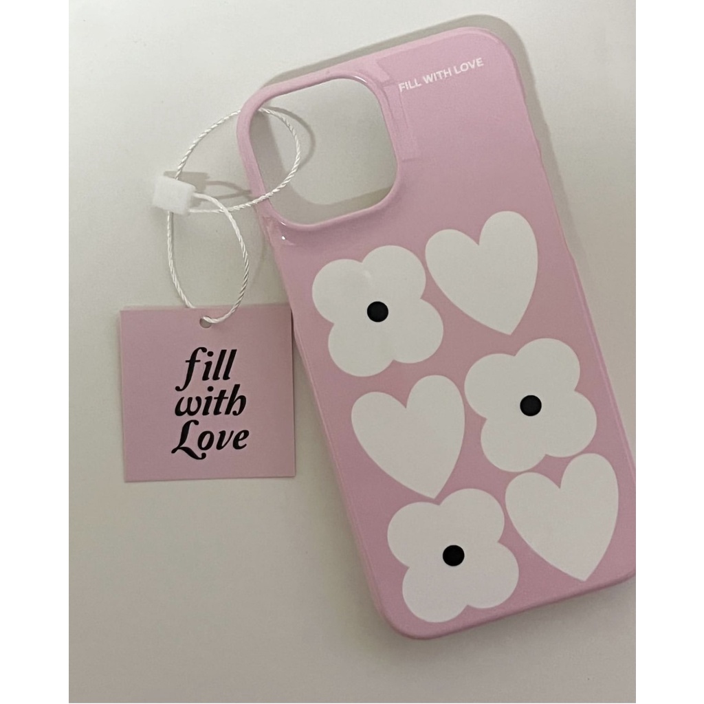 เคสป้องกันโทรศัพท์มือถือ แบบแข็ง ลายหัวใจ สีชมพู สไตล์เกาหลี สําหรับ 15 13pro 14promax 11 12 14