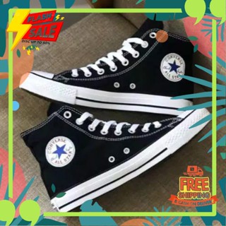 ขายดีที่สุด TOP/Allstar รองเท้าส้นสูง/Convers Chuck Taylor Classic High Shoes/Black And White รองเท้านักเรียน