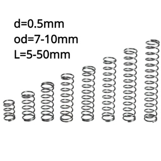 【KZS】สปริงบีบอัด Sus304 D0.5 มม. OD7-10 มม. ยาว 5-50 มม.