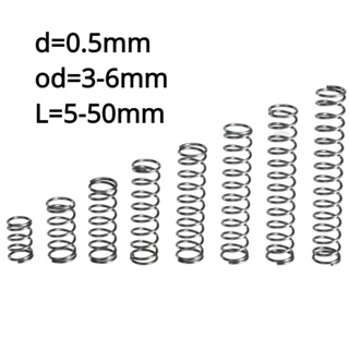 【KZS】สปริงแรงดัน Sus304 0.5 มม. OD3 4 5 6 มม. ยาว 5-50 มม.