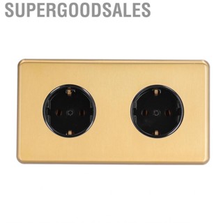 Supergoodsales German Style Double Plug Socket Wire  Stainless Steel Panel 250V 16A Household socket