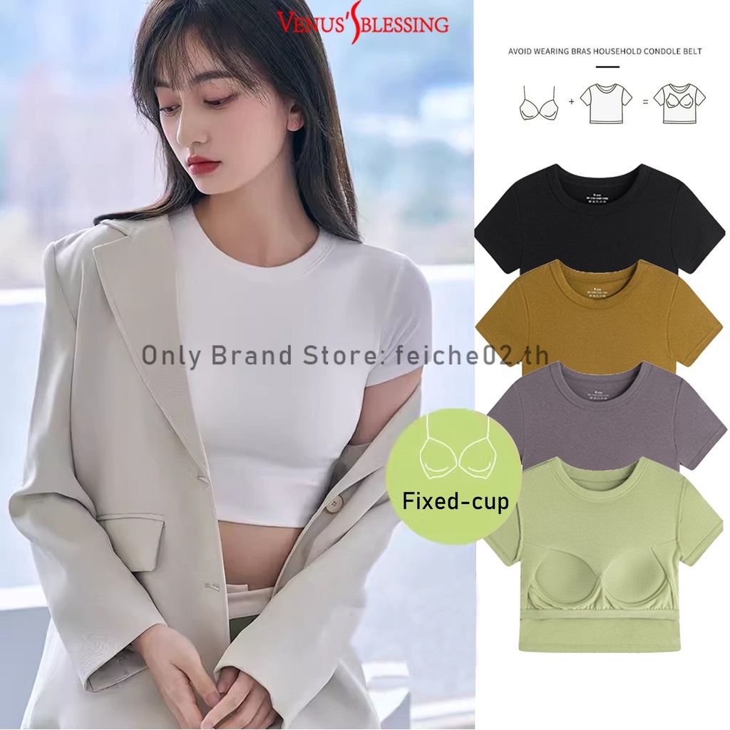 ( Ready Stock ) 2-in-1 ใหม่ เสื้อยืดคอกลม แขนสั้น วันพีช พร้อมแผ่นรองหน้าอก สไตล์ฤดูร้อน สําหรับผู้หญิง 2023