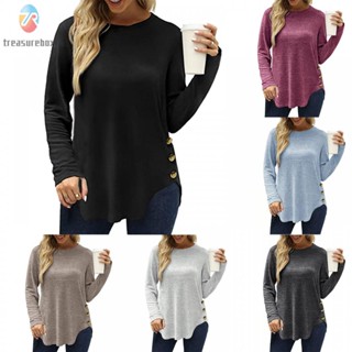 【TRSBX】Women Tops Solid Color Spring Tops Tunic Tops Crew Neck Female Jumpers