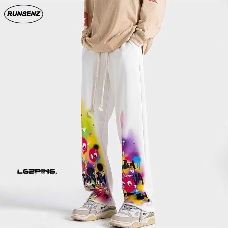 Pants 188 บาท กางเกงวอร์มขายาวลําลอง ทรงหลวม ขนาดใหญ่ สีขาว แฟชั่นสําหรับผู้ชาย ไซซ์ M – 8XL Men Clothes