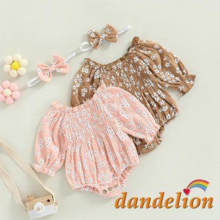 Dandelion- ชุดจั๊มสูทรอมเปอร์ แขนยาว พิมพ์ลายดอกไม้ แต่งลูกไม้น่ารัก สําหรับเด็กผู้หญิง 0-24 เดือน