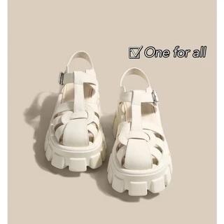 One for all พร้อมส่งจากไทย NEW รุ่นฮิต TX485 รองเท้าแตะรัดส้น ส้นตึก7cm แต่งรู✅สายปรับได้ ใส่แล้วสวย แนวเกาหลี