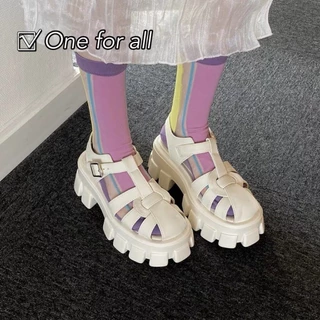 One for all พร้อมส่งจากไทย NEW รุ่นฮิต TX485 รองเท้าแตะรัดส้น ส้นตึก7cm แต่งรู✅สายปรับได้ ใส่แล้วสวย แนวเกาหลี