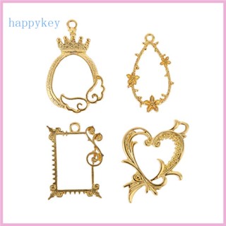 Hap จี้กรอบรูปผีเสื้อ ลูกไม้ กลวง สําหรับตั้งกรอบกุญแจ กรอบเรซิ่น UV DIY 4 ชิ้น