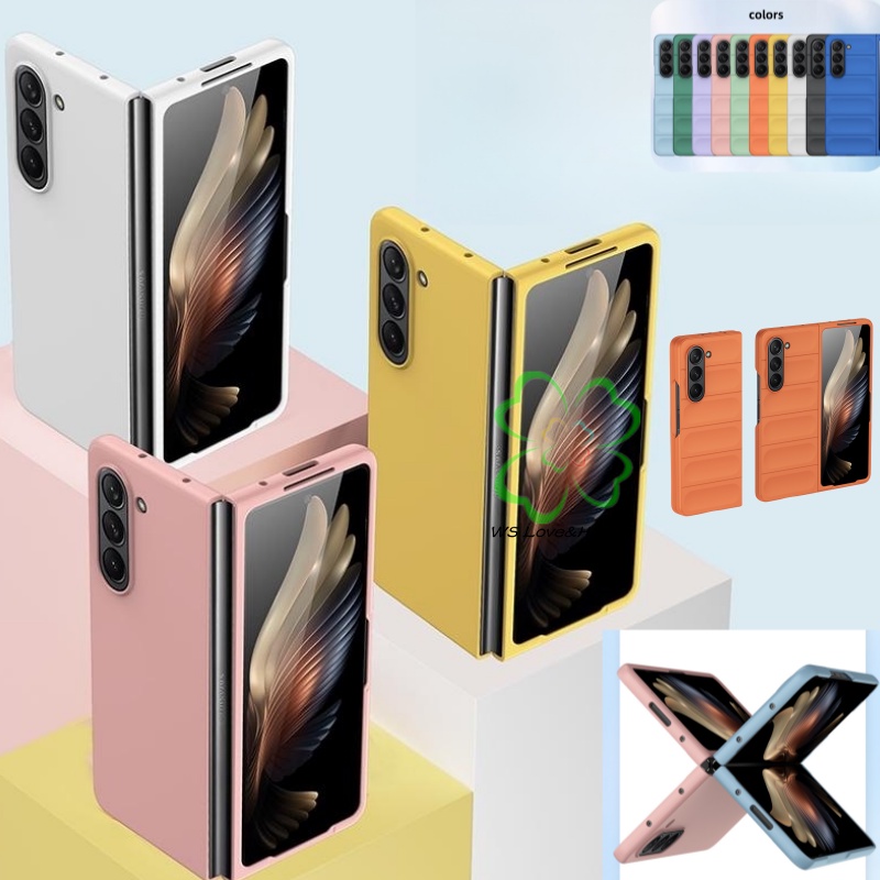 เคสโทรศัพท์มือถือ PC แข็ง ผิวด้าน บางพิเศษ 360 องศา สีพื้น สําหรับ Samsung Galaxy Z Fold 5 Z Fold 4° เคสกันกระแทก สําหรับ Galaxy Z Fold5 Fold4