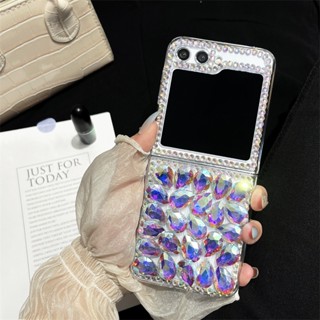 เคสโทรศัพท์มือถือ ประดับพลอยเทียม สวยงาม หรูหรา พับได้ สําหรับ Samsung Z Flip 5 zflip 3 4