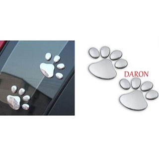 Daron สติกเกอร์กันชนหน้าต่างรถยนต์ พิมพ์ลายอุ้งเท้าสุนัข น่ารัก สีเงิน