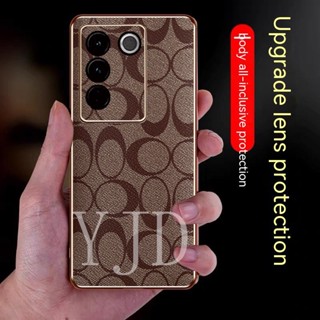 เคสโทรศัพท์มือถือหนัง TPU ชุบไฟฟ้า กันกระแทก แฟชั่นหรูหรา สําหรับ Vivo V27 Pro