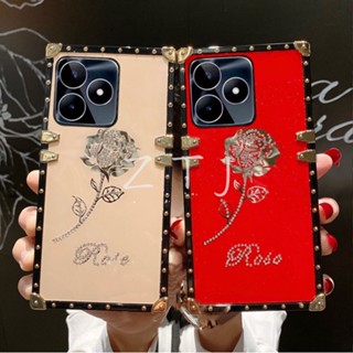 เคสโทรศัพท์กันกระแทก Realme C53 C55 Diamond Rose Flower เคสป้องกันกันกระแทก