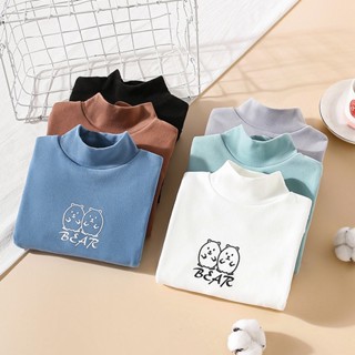 [ZY] พร้อมส่ง เสื้อยืดแขนยาว คอสูง 90-160 ซม. สองด้าน ให้ความอบอุ่น แฟชั่นฤดูใบไม้ร่วง และฤดูหนาว สําหรับเด็ก