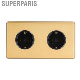 Superparis German Style Double Plug Socket Wire  Stainless Steel Panel 250V 16A Household socket