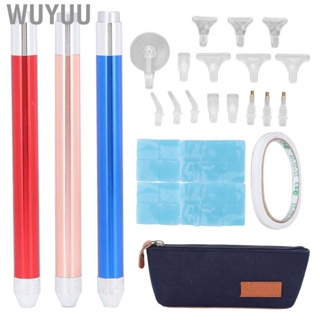 Wuyuu Painting Drill Pen Set  Bright Light Diamond Art Aluminum Alloy Easy Use with 16 Replacement Heads Storage Box for Nail DIY Crafts