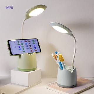 Daer โคมไฟตั้งโต๊ะ LED ขนาดเล็ก ถนอมสายตา ชาร์จได้ ให้ความอบอุ่น สําหรับหอพักนักเรียน สํานักงาน ห้องนอน