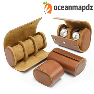 Oceanmapdz 1/2/3 สล็อต นาฬิกา ม้วน, ทนทาน แบบพกพา เคสเก็บนาฬิกา หนัง PU วินเทจ ที่ใส่นาฬิกา กันฝุ่น นาฬิกาข้อมือ แสดง กระเป๋าเดินทาง