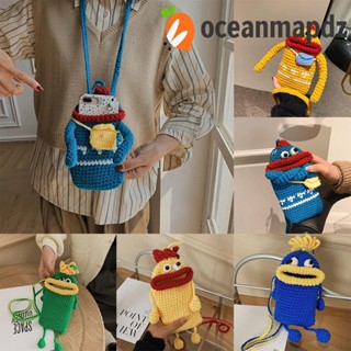 Oceanmapdz กระเป๋าใส่เหรียญ ผ้าถักโครเชต์ ลายการ์ตูน แฮนด์เมด ขนาดเล็ก สไตล์เกาหลี สําหรับเด็ก