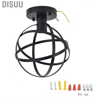 Disuu Pendant Light Hanging Ceiling Lamp Retro Iron Black Metal Cage For Kitchen