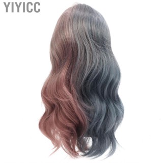 Yiyicc Fluffy Wavy Bangs Wigs For Women Heat Resistant Synthetic