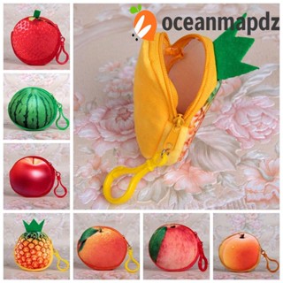 Oceanmapdz กระเป๋าใส่เหรียญ ลายการ์ตูนผลไม้ พีช แตงโม มินิ ตุ๊กตา มีซิป ช้อปปิ้ง