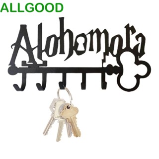 Allgoods ที่แขวนกุญแจโลหะ ลายตัวอักษร Alohomora 5 ตะขอ อเนกประสงค์ สีดํา สําหรับแขวนผ้าขนหนู หมวก