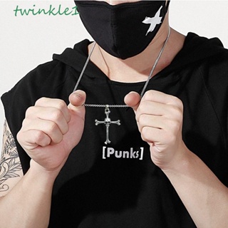 Twinkle1 สร้อยคอผู้ชาย สร้อยคอโซ่ แนวเรโทร หัวผี สไตล์เกาหลี พังก์ สร้อยคอฮาโลวีน สร้อยคอไม้กางเขน