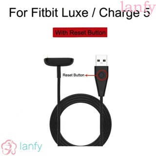 Lanfy สายชาร์จนาฬิกาข้อมืออัจฉริยะ พอร์ต USB แม่เหล็ก 100 ซม. 50 ซม. แบบพกพา ทนทาน สีดํา สําหรับ Fitbit Luxe