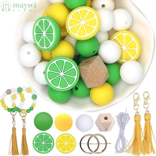 Maywi ลูกปัดซิลิโคน รูปมะนาว สีเหลือง 15 มม. 20 มม. 32 ชิ้น