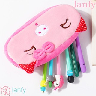 Lanfy กระเป๋าเครื่องสําอาง กระเป๋าปากกา ผ้ากํามะหยี่ขนนิ่ม ขนาดใหญ่ จุของได้เยอะ ลายการ์ตูนแพนด้า หมีน่ารัก สําหรับโรงเรียน สํานักงาน